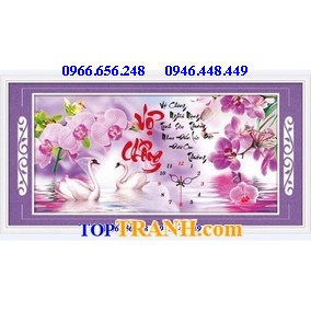 Tranh thêu đồng hồ vợ chồng